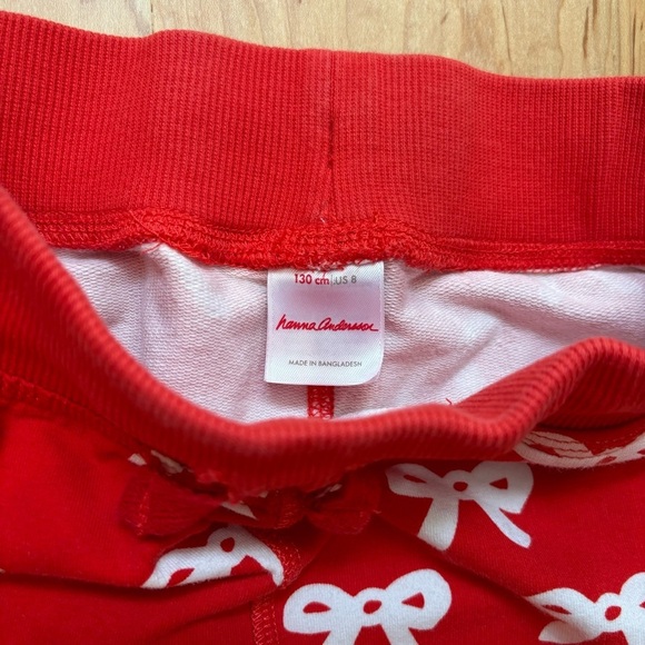 Hanna Andersson French Terry Red & White Bow Print Sweatpant Joggers - Picture 5 of 11